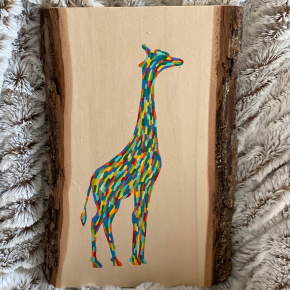 Giraffe Painted on Wood Art by Sharell - Picture 1 of 3